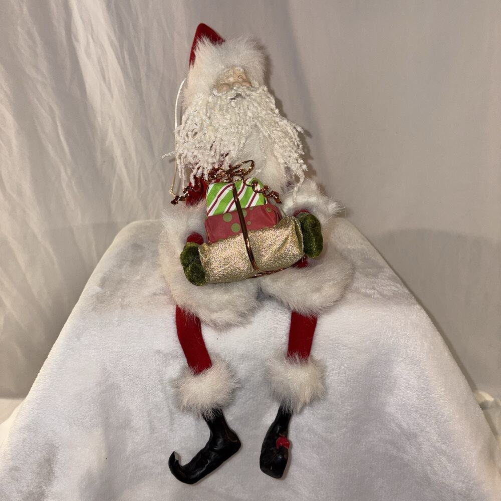 Santa Claus Posable Doll Figurine 14" tall Can Sit Or Hang Holiday Decor